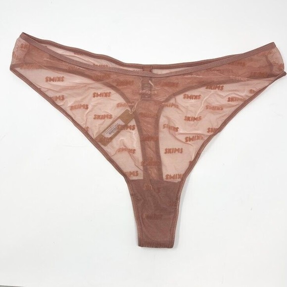SKIMS After Hours Thong Womens Logo Straps String Underwear Mesh Panty Sz 4X NWT - Picture 2 of 9